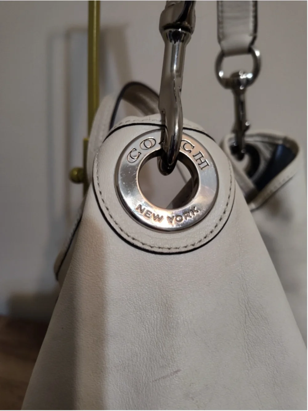 Women's Coach Leather Hobo Bag One Size White